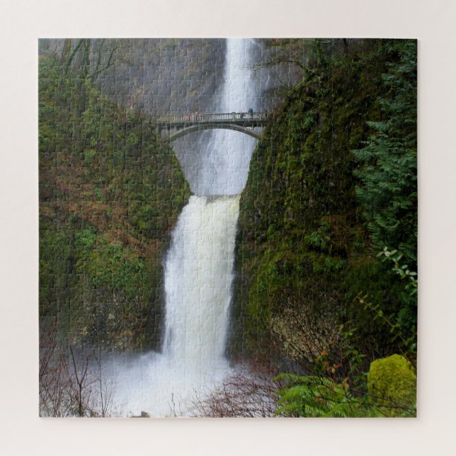 Nebel & Mist von Multnomah Falls, Oregon - 20x20 i Puzzle (Vertikal)