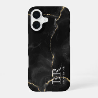 Nebel-Nacht-Gold-Glitter-Marmor individuell anpass iPhone 16 Hülle