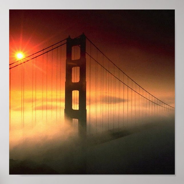 Nebel Shrouded Golden Gate Poster (Vorne)