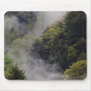 Nebel steigt nach Frühlingsregen vom Berghang auf, Mousepad