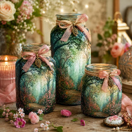 Nebel-Teal Verzauberter Waldpfad Decoupage Seidenpapier