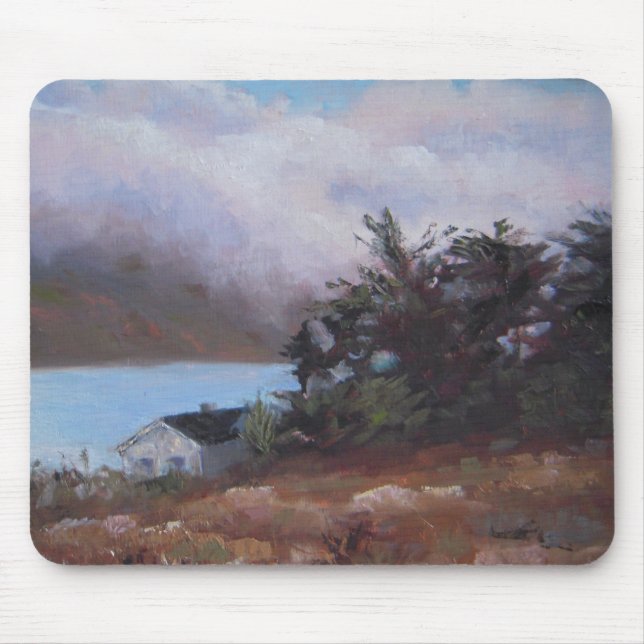 Nebel über dem Crystal Springs Boathouse Mousepad (Vorne)