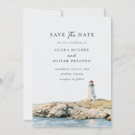 Nebel über dem Meer in Slate Navy Serif Küstenleuc Save The Date