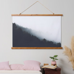 Nebel über Diagonalschichten Wandteppich Mit Holzrahmen