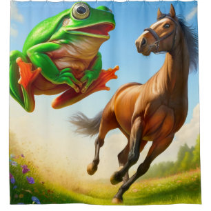 Nebel und Pferd Duschvorhang