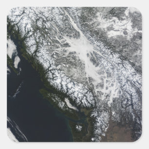 Nebel und Schnee in British Columbia Quadratischer Aufkleber