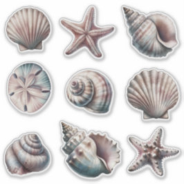 Nebel Verschiedene Muschel Sticker - Set von 9