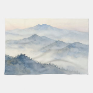 Nebelberg-Aquarell-Landschaft Geschirrtuch