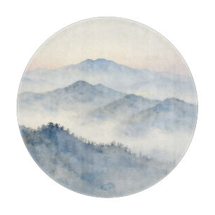 Nebelberg-Aquarell-Landschaft Schneidebrett