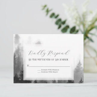 Nebelberg-Hochzeit RSVP Karte