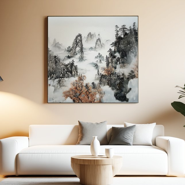 Nebelberg-Zen-Minimalist-Wandkunst Poster (Von Creator hochgeladen)