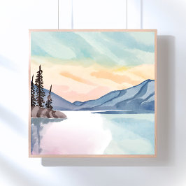Nebelberge | Lake Tahoe Aquarell Poster