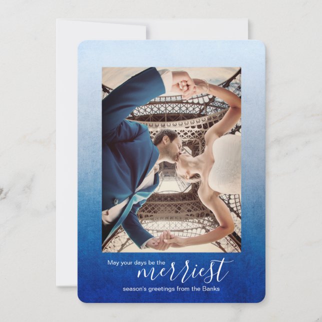 Nebelflecke blaues Ombre, Weihnachtskarte Feiertagskarte (Vorderseite)