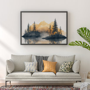 Nebelgipfel Zen Minimalistische Wandkunst Poster
