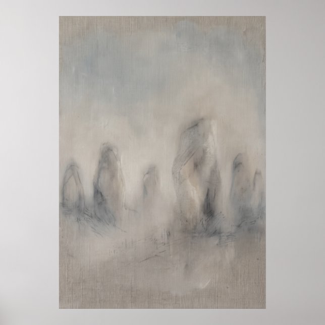 Nebelgraues abstraktes Landschaftsposter Poster (Vorne)