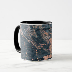 Nebelhaft-rustikales Blau & Roségold-Rosa Glamour- Tasse