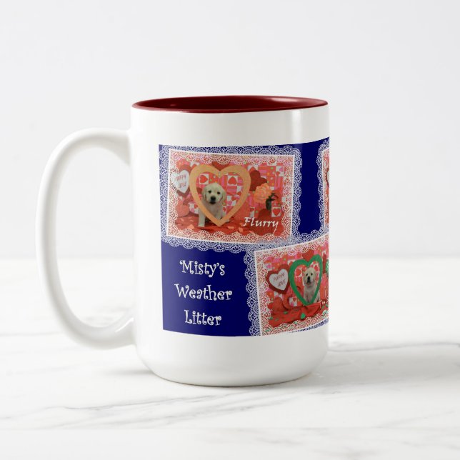 Nebelhafte Welpen-Liebe-Tasse Zweifarbige Tasse (Links)
