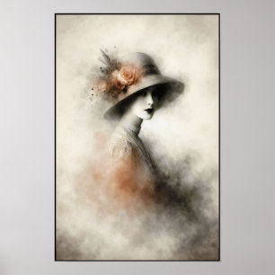 Nebelhaftes Retro-Porträt der Eleganz Poster