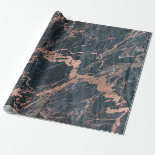 Nebelhaftes Rustikal Blau & Roségold Rosa Glamour Geschenkpapier