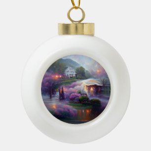 Nebelhaus der Glyzinie auf dem Hügel Keramik Kugel-Ornament