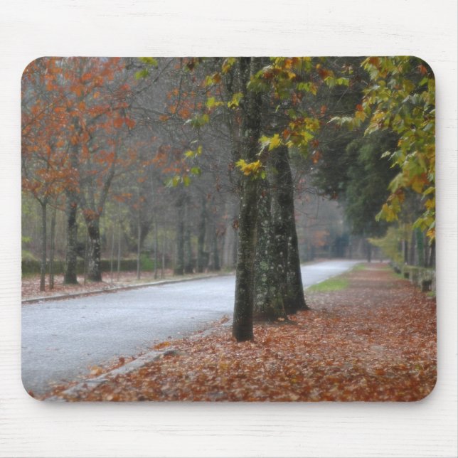 Nebelige Straße Mousepad (Vorne)
