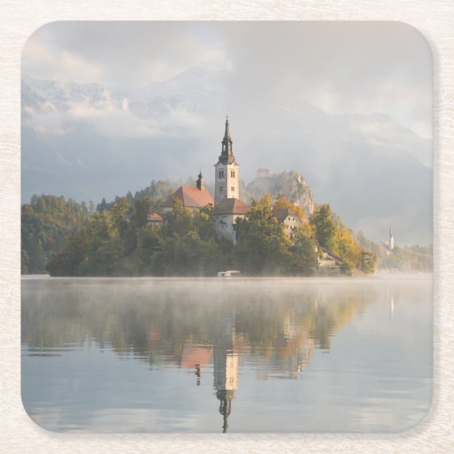 Nebeliger ausgebluteter rechteckiger pappuntersetzer (Vorderseite)