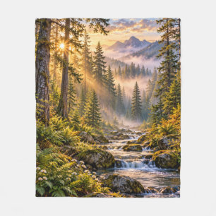 Nebeliger Bergwald Fleecedecke