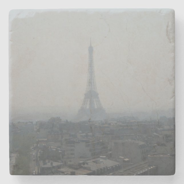Nebeliger Eiffel-Untersetzer Steinuntersetzer (Vorderseite)