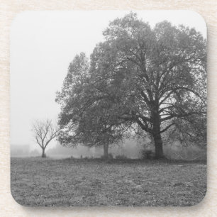 Nebeliger Herbstmorgen Graustufen Getränkeuntersetzer