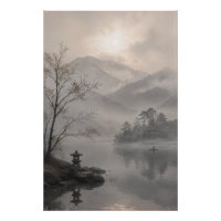 Nebeliger Japanischer Berg Wandkunstposter
