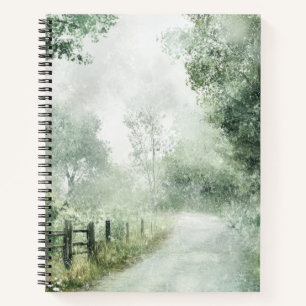 Nebeliger Landstraßen-Waldweg-Landschaft (1) Notizbuch