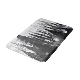 Nebeliger monochromer Kiefernwald-Wasserfarben-Kun Badematte