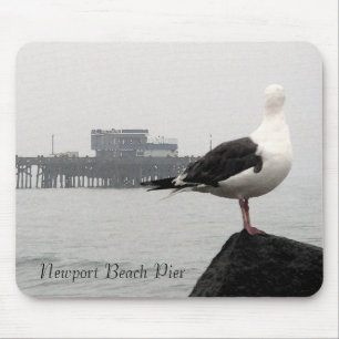 Nebeliger Newport Pier & Wasserfarben-Mousepad mit Mousepad