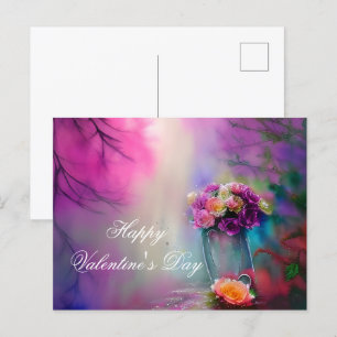 Nebeliger Rosenvasen-Valentinstag Postkarte