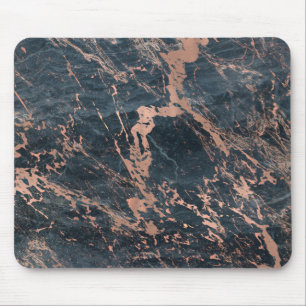Nebeliger Rustikaler Blau- und Roségold-Rosé-Marmo Mousepad