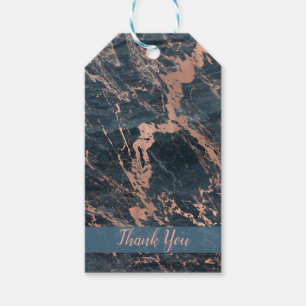 Nebeliger, rustikaler Blauton und rosa-goldener Gl Geschenkanhänger