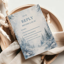 Nebeliger Schneefall entlang Blau RSVP Karte