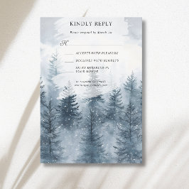Nebeliger Schneewald Berg Aquarell-Hochzeit RSVP Karte