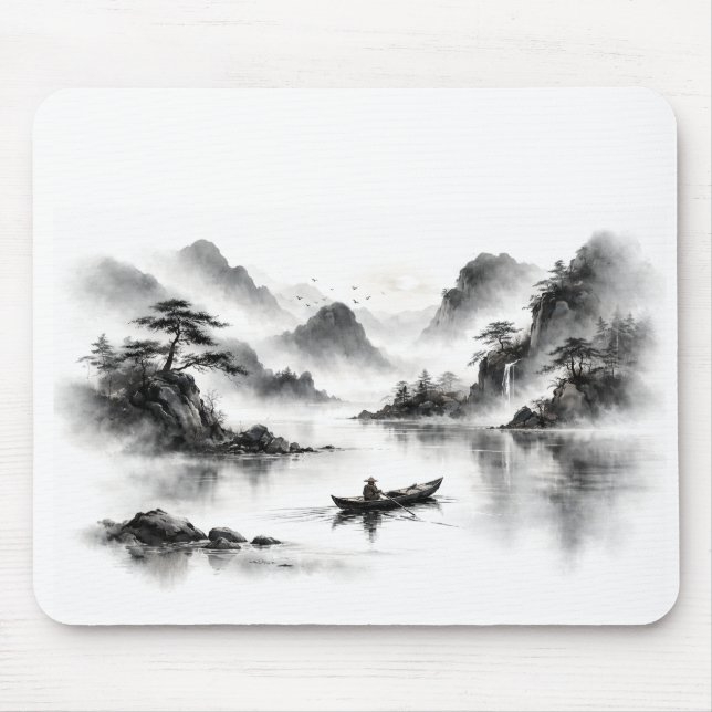 Nebeliger See-Mauspad Mousepad (Vorne)