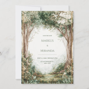 Nebeliger verzauberter Wald Goldrahmen Hochzeit