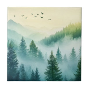Nebeliger Wald Fliese