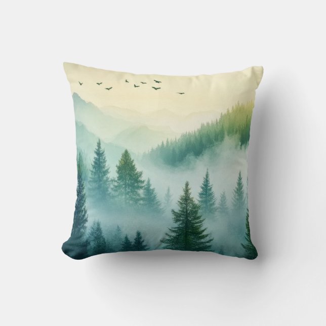 Nebeliger Wald Kissen (Vorderseite)