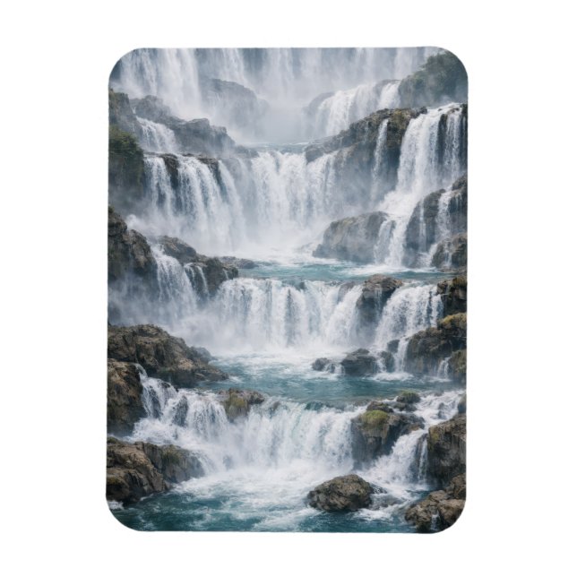 Nebeliger Wasserfall-Landschaft Magnet (Vertikal)