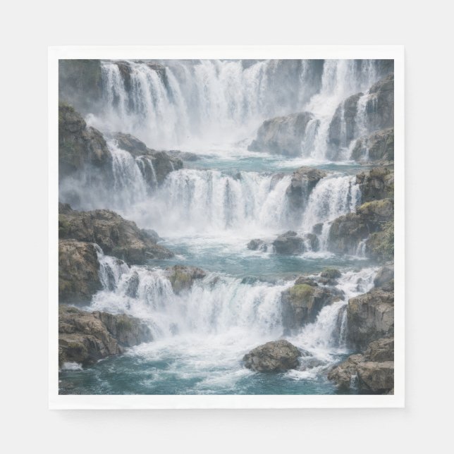 Nebeliger Wasserfall-Landschaft Serviette (Vorderseite)