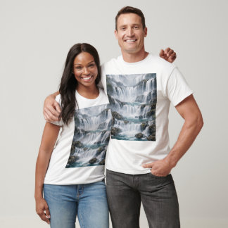 Nebeliger Wasserfall-Landschaft T-Shirt