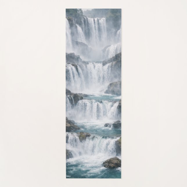 Nebeliger Wasserfall-Landschaft Yogamatte (Vorderseite)