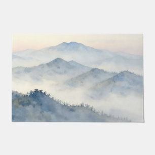 Nebeliger Wasserfarben-Landschaft Gebirge Fußmatte