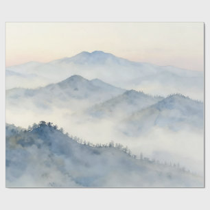 Nebeliger Wasserfarben-Landschaft Gebirge Geschenkpapier