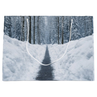Nebeliger Winterwaldweg Winterlandschaft Große Geschenktüte