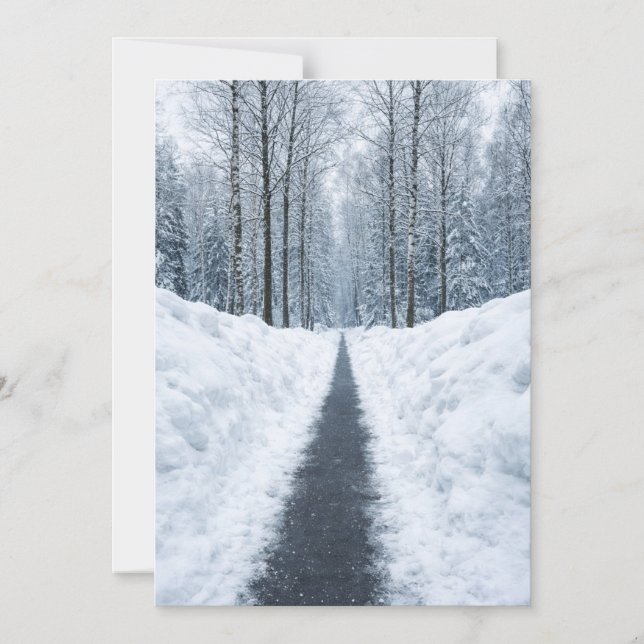 Nebeliger Winterwaldweg Winterlandschaft Magneteinladung (Vorderseite)